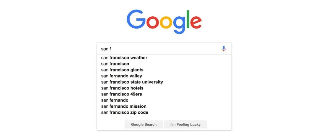 Visual for this record: Google's own pages define autocomplete as prediction, not advice